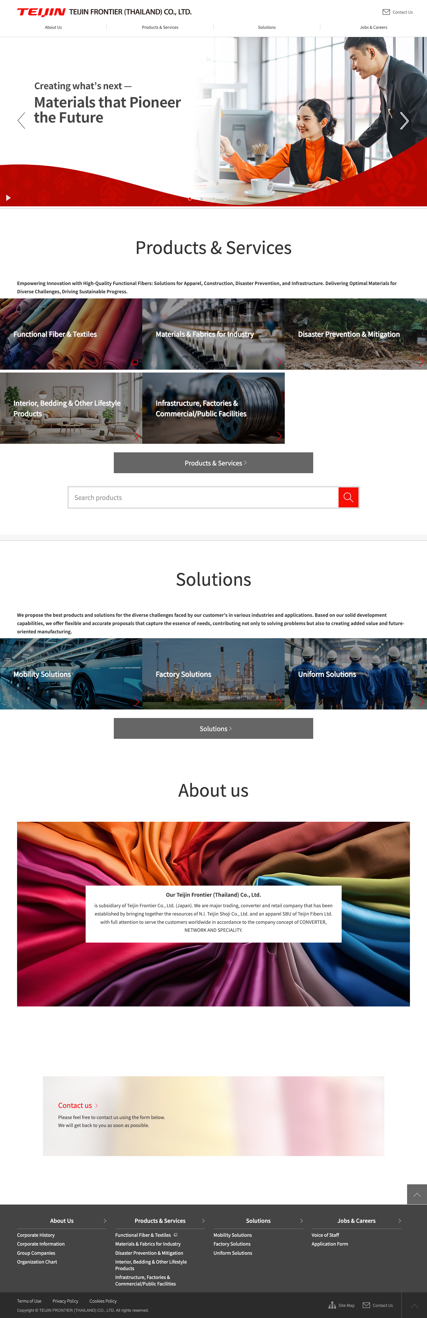 制作事例:コーポレートサイト制作 TEIJIN FRONTIER (THAILAND) CO., LTD.|グローバルブランドレギュレーション対応